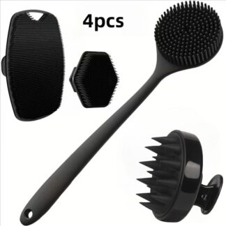 4PCS Set Silicone Body Scrubber Soft Exfoliating Brush for Face Gentle Shower Massage and Skin Cleansing Bathroom Accessories