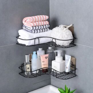 Bathroom Corner Storage Shelves Wall Mounted Rack Shampoo Holder Iron Shower Drain Basket Punch-Free Organizer Bath Accessories_ D Shop