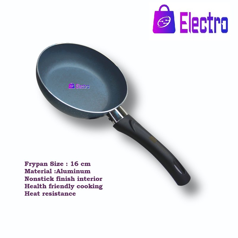 Electro Non-Stick Fry Pan 16cm | Aluminum Taper Frying Pan | Oil-Less Healthy Cooking | Black
