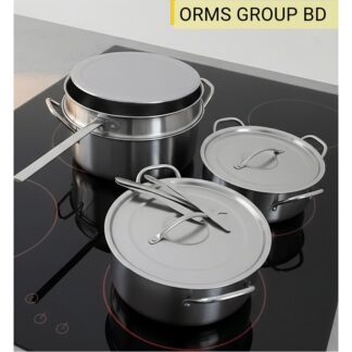 1× Cooking pot, 7L, With Lid/Frying Pan, And 1 × cooking Pot, 5L, with Lid Set By ORMS GROUP BD