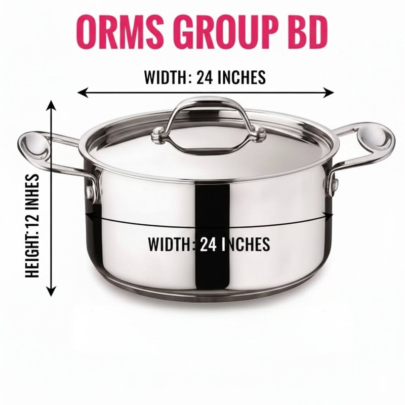 Stainless Steel Induction Sauce Pot with Orms and Handle - 24cm- Silver