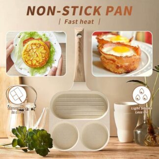 2 Hole Thickened Omelet Pan Non-Stick Egg Pancake Steak Pan Breakfast Maker Cookware for home