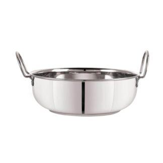 Stainless Steel Induction Bottom Kadai 2.0 LTR, Ideal for Frying, Sautéing, and Cooking Various Dishes, Easy to Clean, Perfect for Daily Use, Durable, High-Quality, Sliver