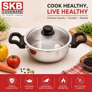 SKB sus304 food-grade stainless steel Cassorole 22 cm Capacity 3 ltr