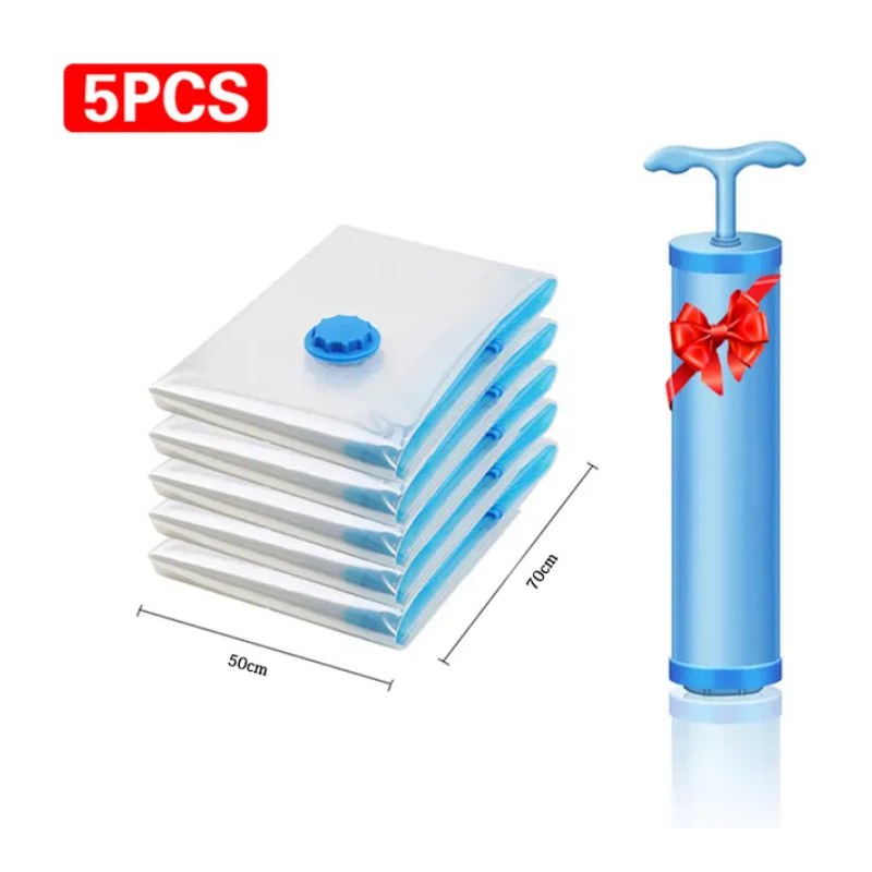 Vacuum Storage Bags For Home Organization 4 Pack With Hand Pump Space Saver Clothes Organizer Bags