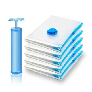 5 Pack Combo Set Vacuum Storage Bags  4pcs bag and hand pump- Space Saver Solution for Home Organization Size 50x70cm/60x80cm/80x100cm
