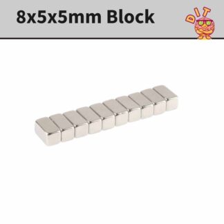 Super Strong Neodymium Nickel Coated Magnet Block 8x5x5mm for DIY Projects, Office Organization, Home Use - New