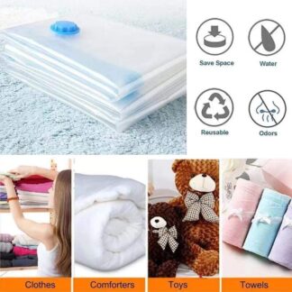 4 Pack Small Vacuum Storage Bags with Hand Pump - Space Saver Solution for Home Organization Size 50x70cm/60x80cm/80x90cm