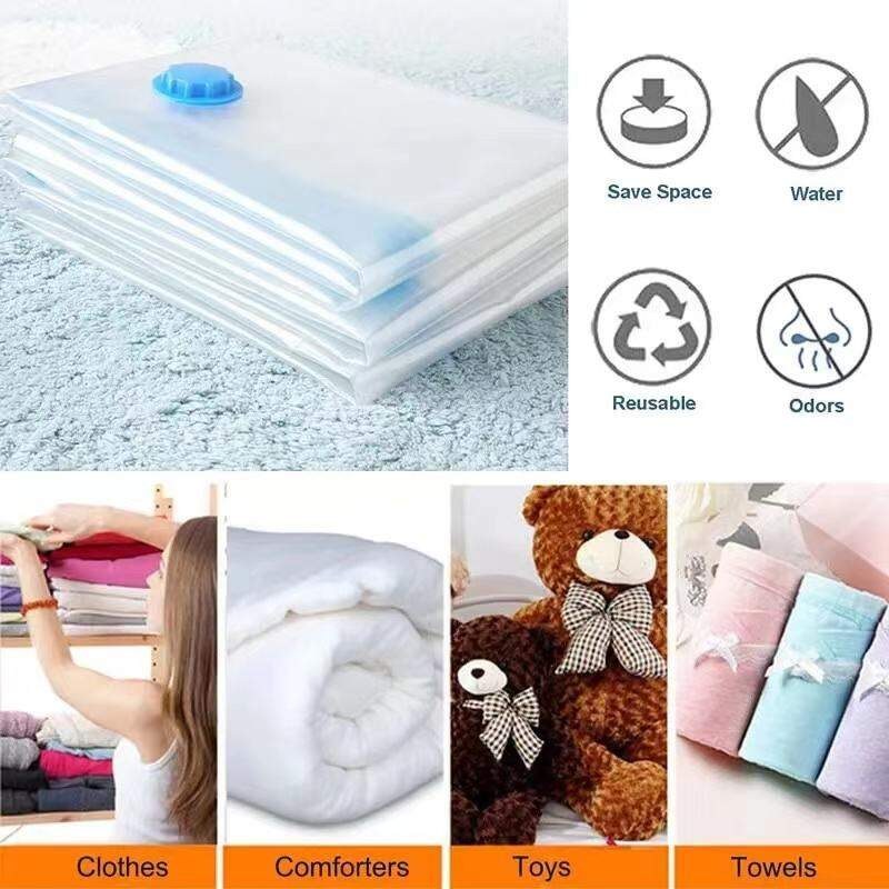 4 Pack Small Vacuum Storage Bags with Hand Pump - Space Saver Solution for Home Organization Size 50x70cm/60x80cm/80x90cm
