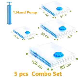 4 Pack  Vacuum Storage Bags with Hand Pump - Space Saver Solution for Home Organization Size 40x60cm/50x70cm/60x80cm/80x100cm 5pcs Combo Set