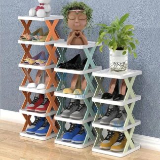 5Layers-New multi-functional household foldable shoe cabinet, home balcony toy foldable storage unit