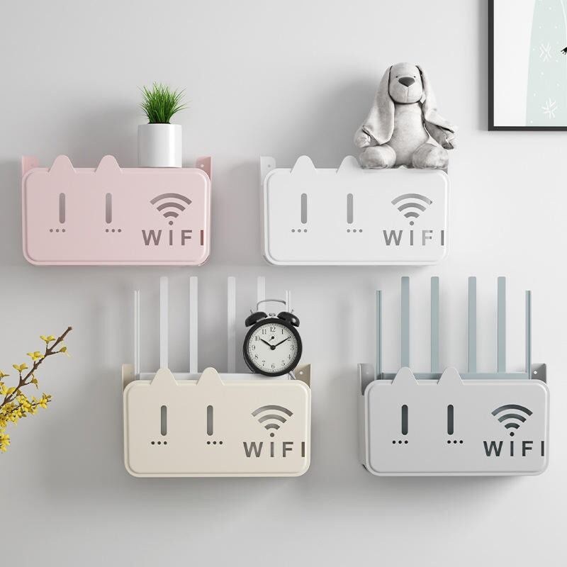 Wall Mounted WiFi Router Shelf Box – ABS Plastic Wireless Router Holder & Organizer – Hidden Cable Storage Bracket – Space Saver for Home & Office – Easy Install – Wall Mounted De