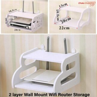 High Quality Wifi Router Stand Shelf Double Layer Wall Mounted Shelf Storage Rack Home Decorator - Router Stand-Space Savers-Pure Mall
