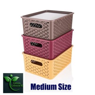 Multipurpose BPA-Free Food Graded Plastic Smart Shelf Basket Rectangular Storage Basket Set For Fruits, Vegetables, Magazines, Cosmetics(Pack Of 2/3)