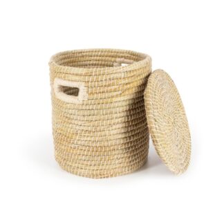 New Eco-Friendly Natural Fiber Laundry Basket with Lid, Foldable, Stackable, Versatile Home Organization