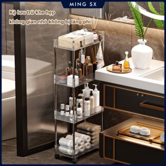 Mobile Storage Rack Trolley Organizer With Wheels Acrylic Narrow Slit Storage Cabinet Bathroom Home Multi-layer Organizer