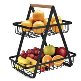 2-Tier Carry & Serve Fruit Basket Premium Home Storage Rack