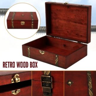 Wood Box 23 x 16 x 7.5cm Natural Wooden Storage Case Home Storage Retro Wooden Keepsake Box for Art Hobbies  Jewelry Rings