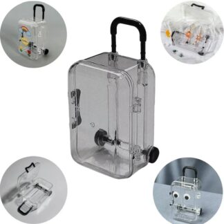Mini Transparent Plastic Suitcase Storage Boxes with Retractable Wheels Jewelry Snack Organizer Jewelry Dollhouse Storage Box