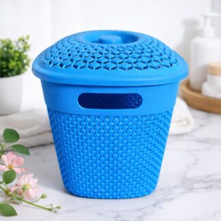 Square Small Basket with Lid - plastic storage basket, basket with lid, bathroom storage basket, kitchen organizer basket, plastic basket for home, small storage bin, ventilated pl