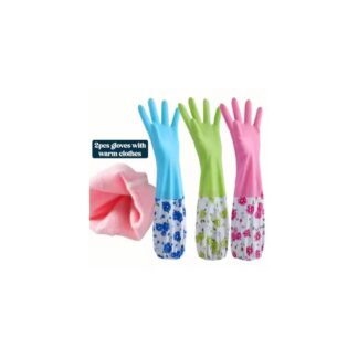 High Quality Multicolor Silicone Kitchen Hand Gloves for Garden/Dish Washing - 1 Pair