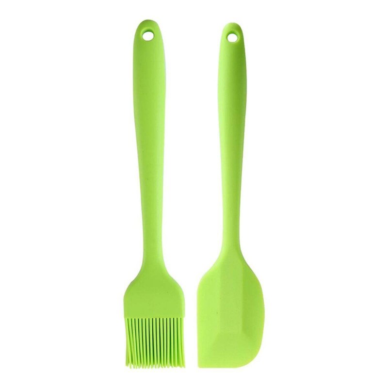 Silicone Spatula Barbecue Brush Kitchen Utensil Tool Kit Heat Resistant Bbq Oil Condiment Brushes Cake Scraper-2 Pcs Set - Kitchen Accessories - Lemon Squeezer