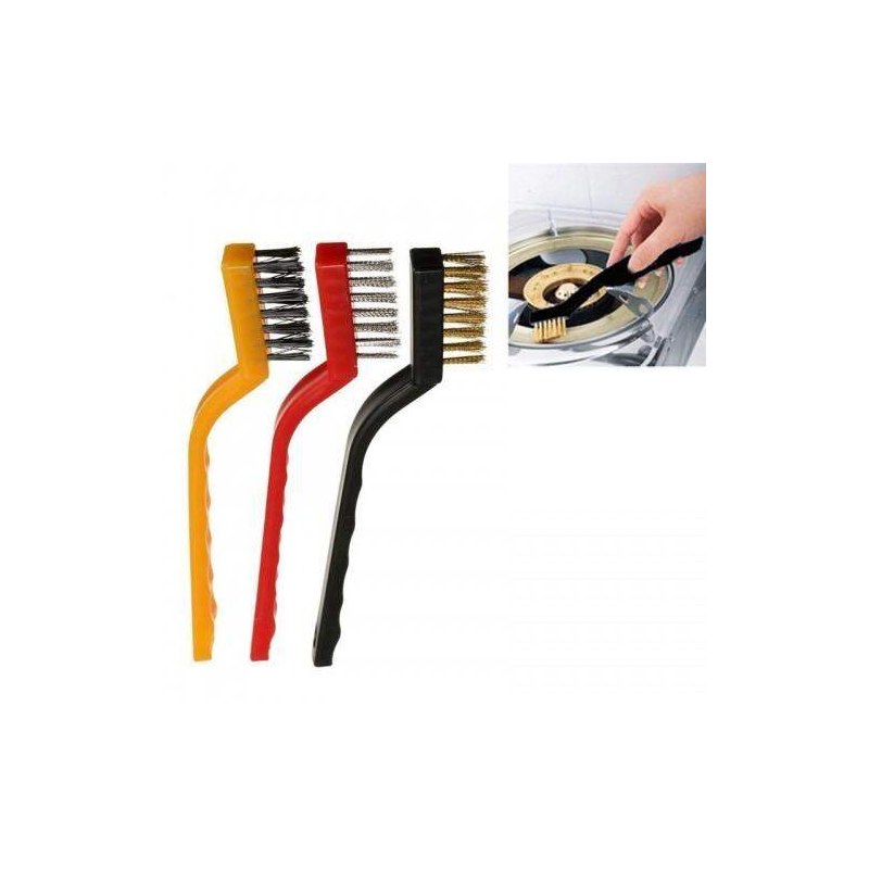 Set Of 3 Pcs Mini Wire Brush Cleaning Tool Kit brush set Chula cleaner Brush Set - Kitchen Accessories