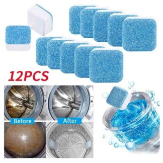 12 Pcs Washing Machine Cleaner Descaler Deep Cleaning Tablets For Front Loader Top Load Washer Laundry Tub Safe Deodorizer