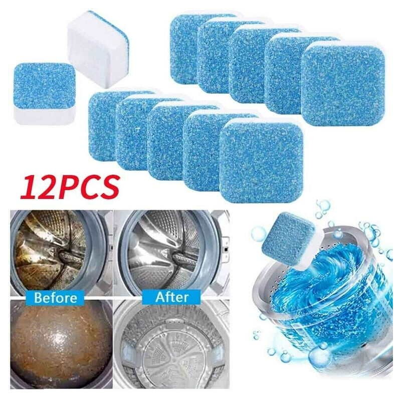 12 Pcs Washing Machine Cleaner Descaler Deep Cleaning Tablets For Front Loader Top Load Washer Laundry Tub Safe Deodorizer